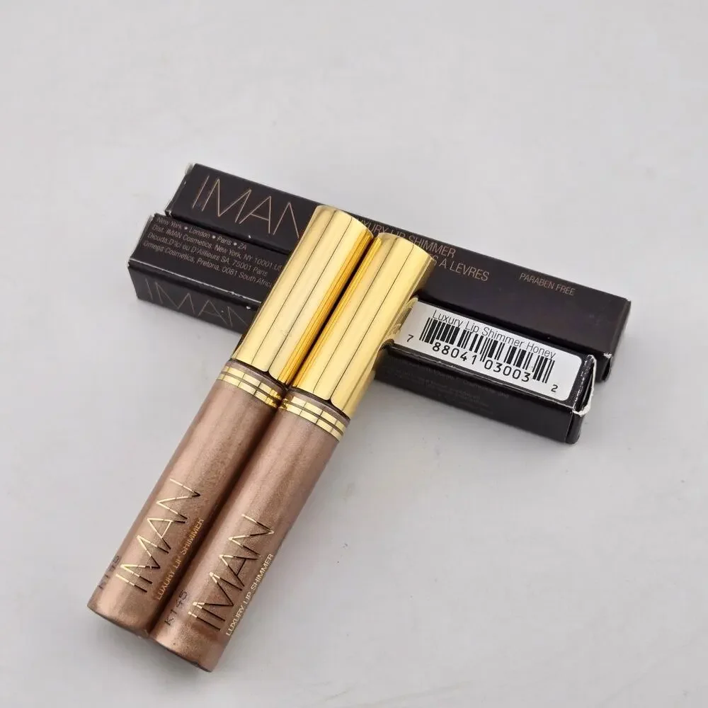 IMAN Luxury Lip Shimmer Lip Gloss HONEY Set Of 2 New .25 oz Paraben Free
